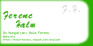 ferenc halm business card